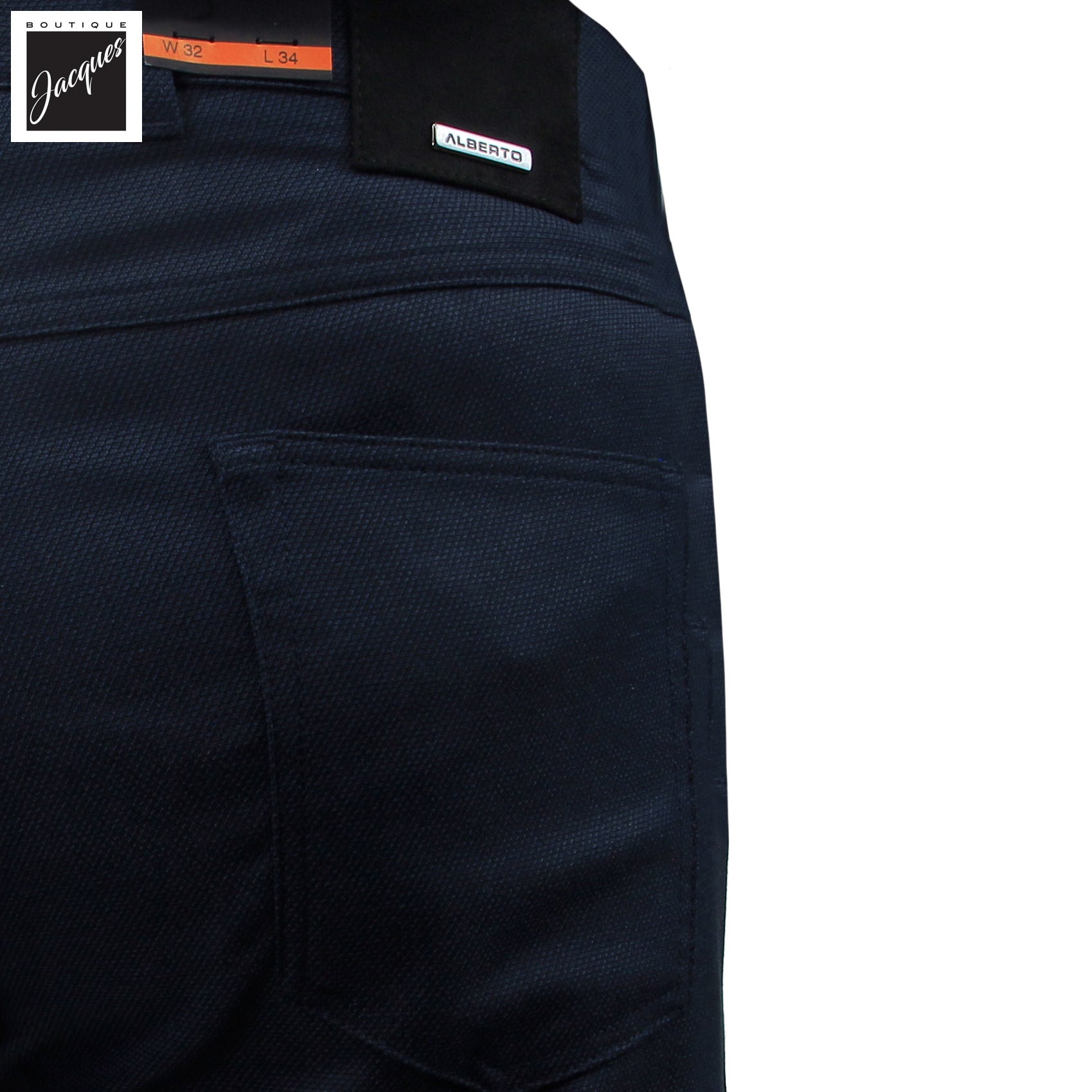 Dark Blue Two-Tone Smart Wool-Look Pipe Regular Fit Five Pocket Pants - Alberto