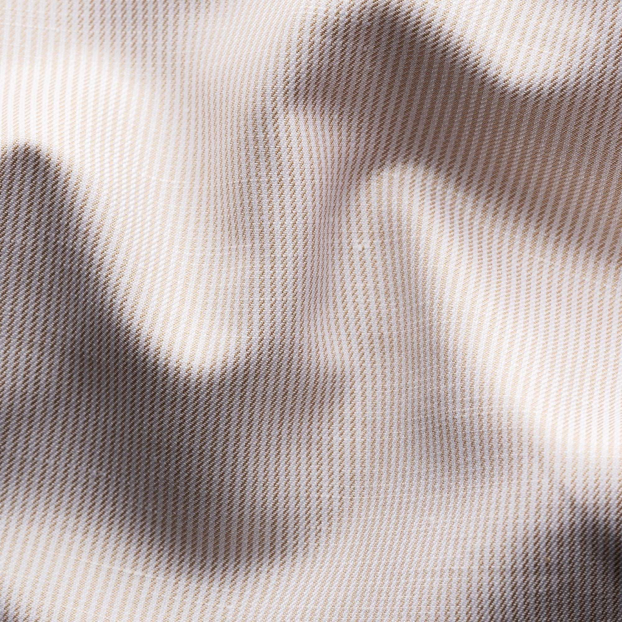 Beige Striped Cotton-Linen Slim Fit Shirt - ETON