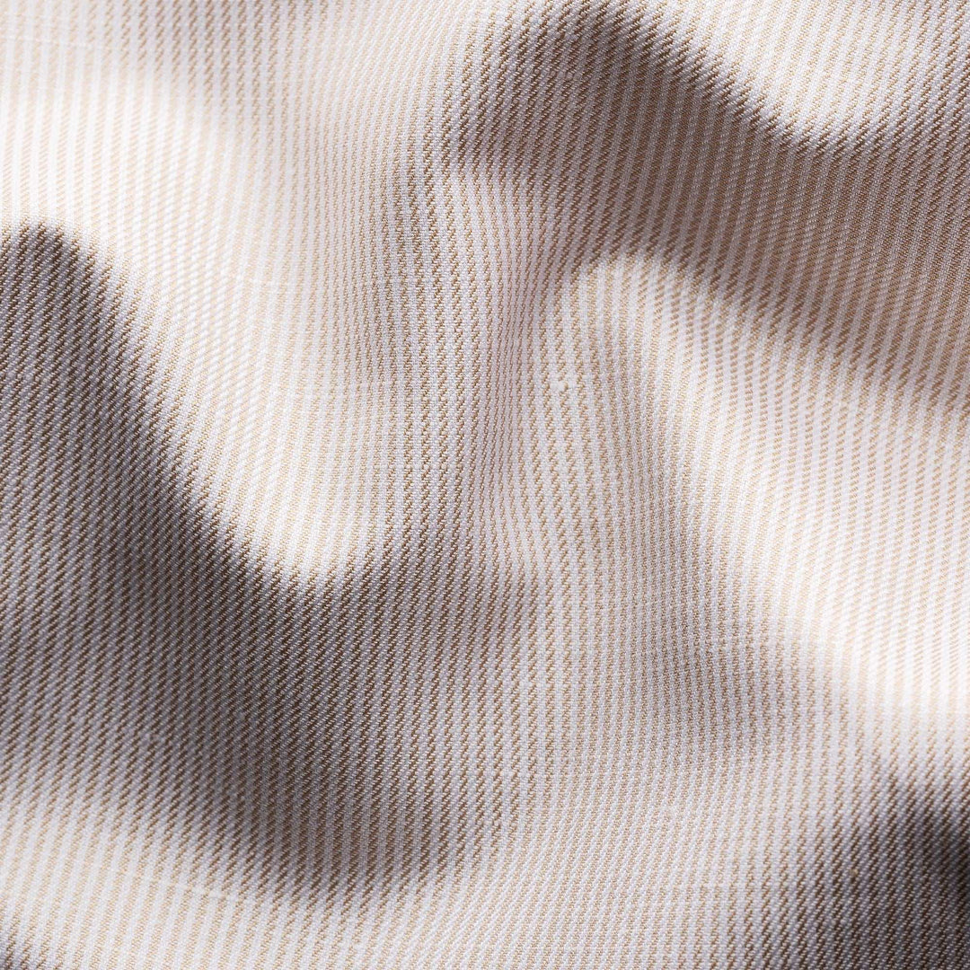 Beige Striped Cotton-Linen Slim Fit Shirt - ETON