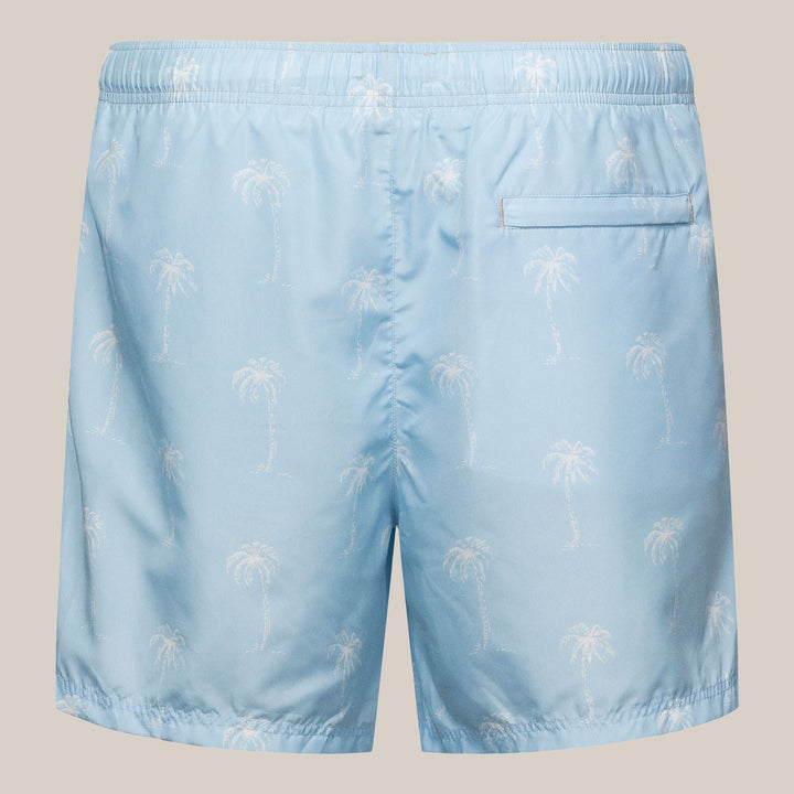 Light Blue Palm Tree Motif Swim Shorts - ETON
