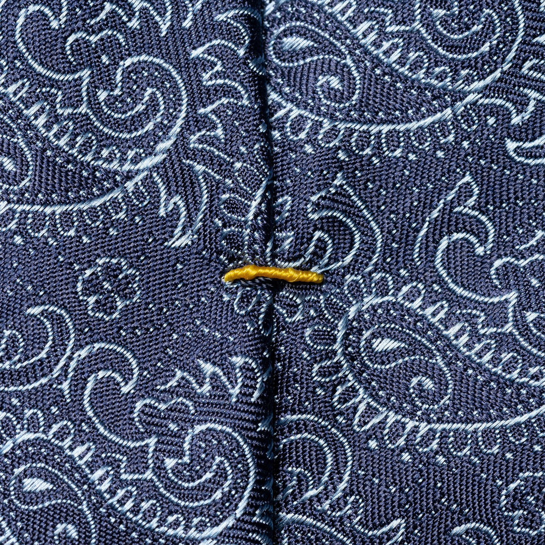 Dark Blue Paisley Patterned Silk Tie - ETON