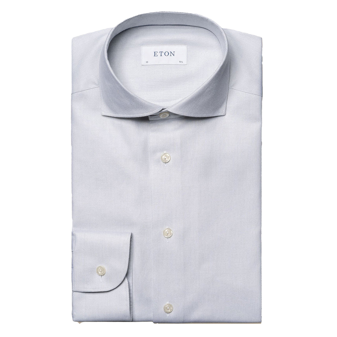 Light Gray Semi-Solid Fine Twill Slim Fit Shirt - ETON