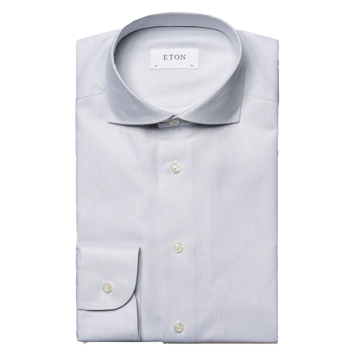 Light Gray Semi-Solid Fine Twill Slim Fit Shirt - ETON