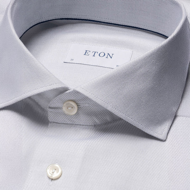 Light Gray Semi-Solid Fine Twill Slim Fit Shirt - ETON