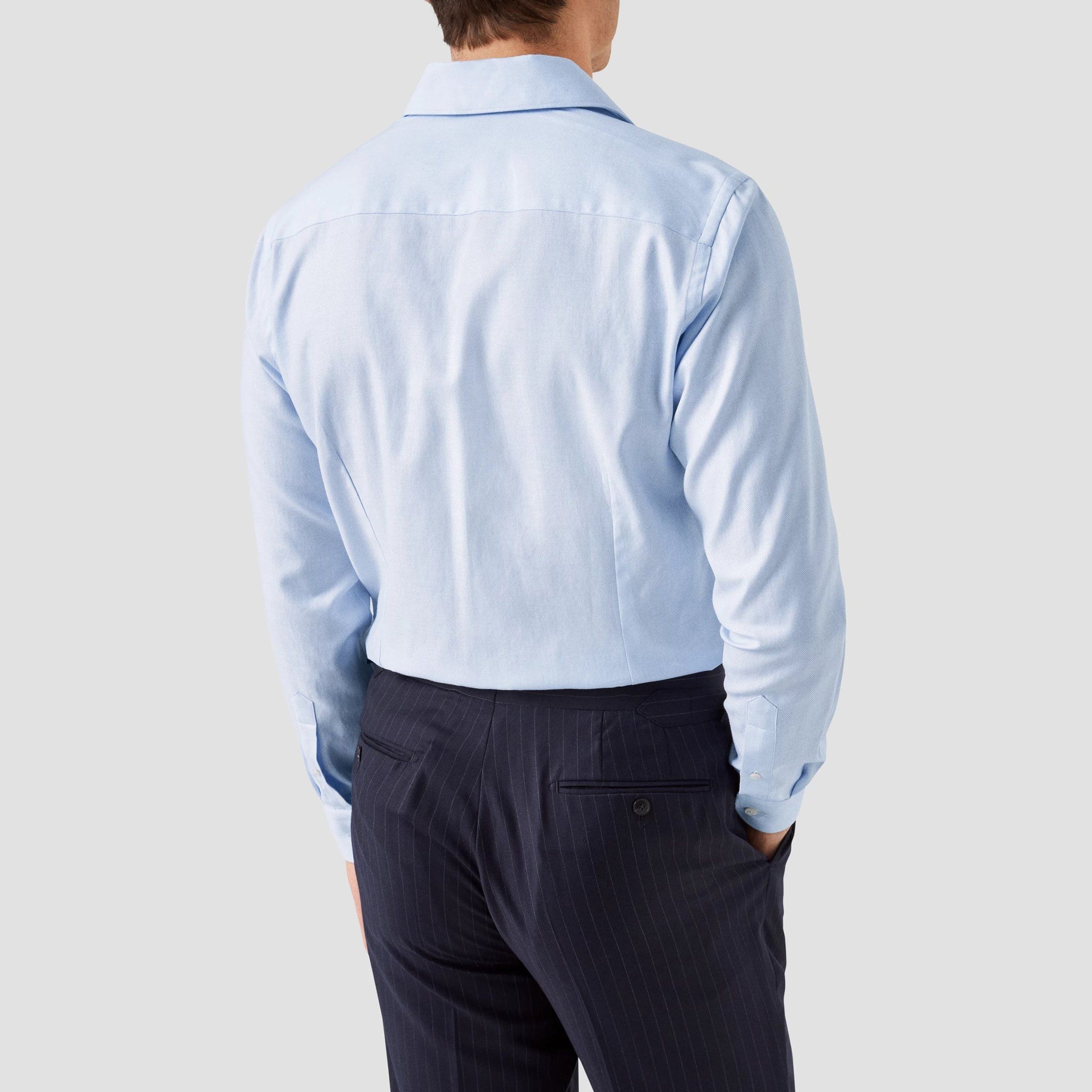 Light Blue Semi-Solid Fine Twill Contemporary Fit Shirt - ETON