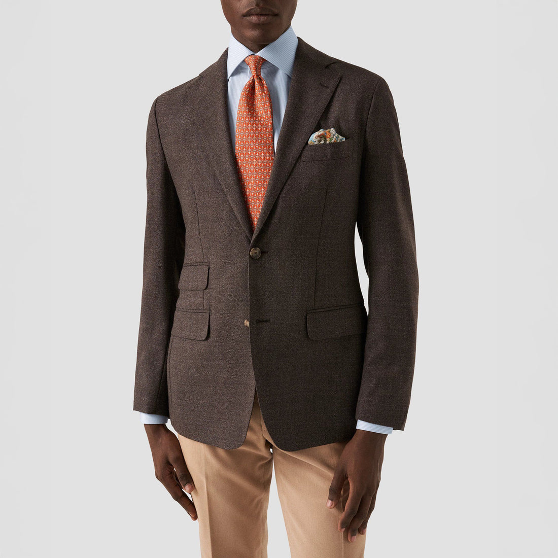 Light Blue Striped Cotton-Tencel Contemporary Fit Shirt - ETON