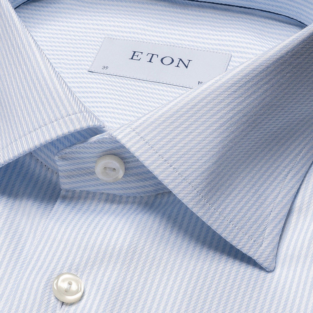 Light Blue Striped Cotton-Tencel Contemporary Fit Shirt - ETON