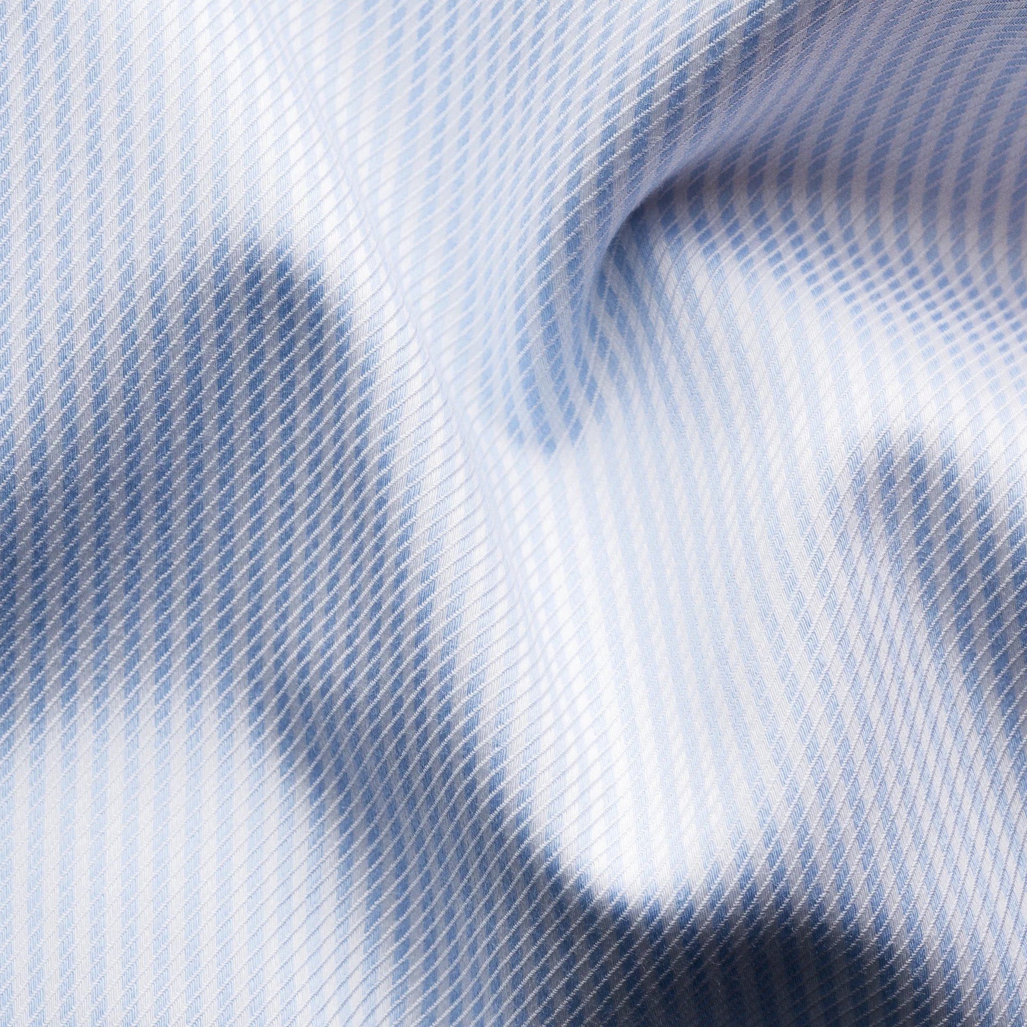 Light Blue Striped Cotton-Tencel Contemporary Fit Shirt - ETON