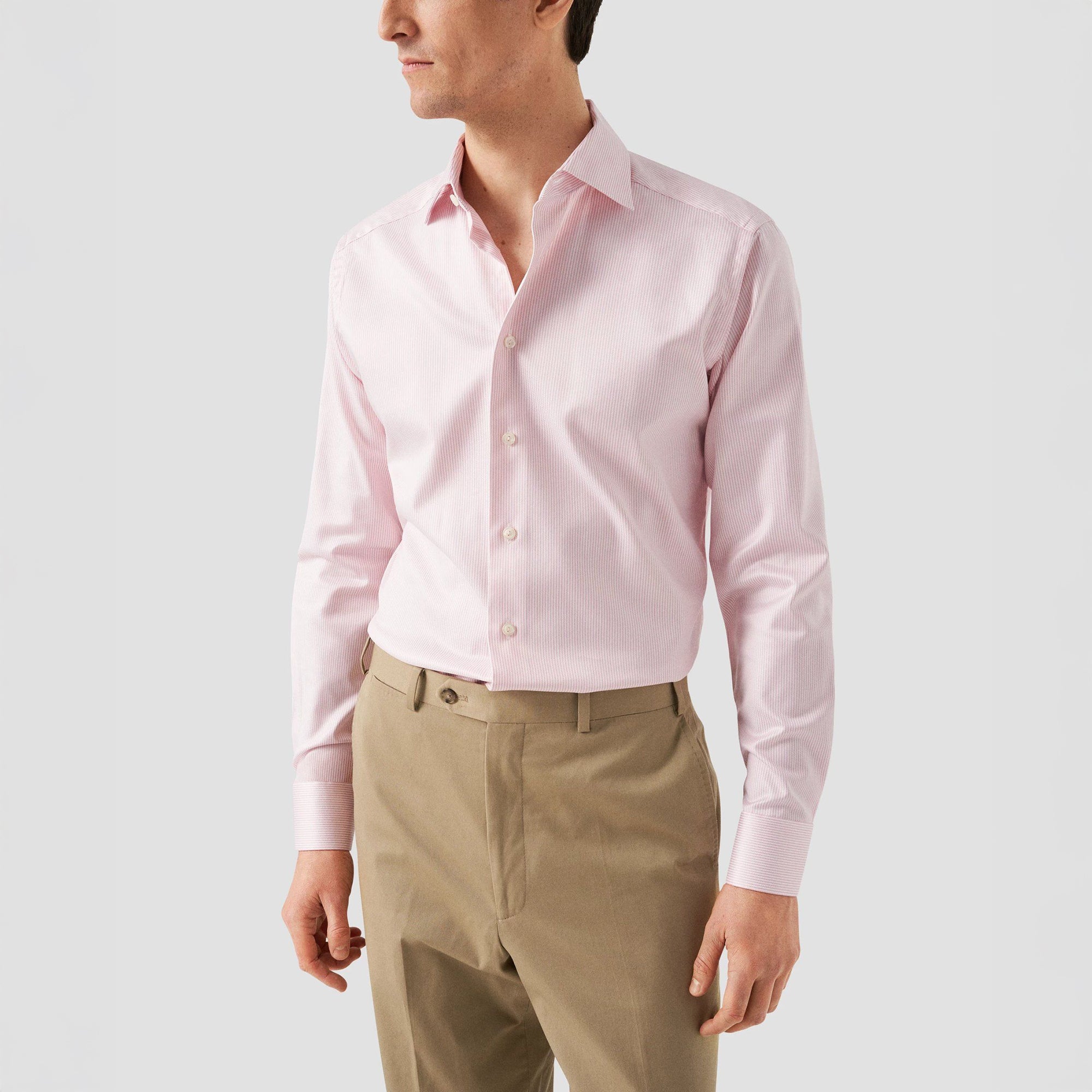 Pink Striped Cotton-Tencel Contemporary Fit Shirt - ETON