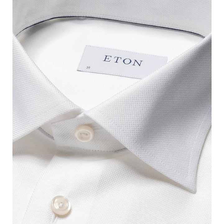 White Semi Solid Cotton-Tencel Contemporary Fit Shirt - ETON