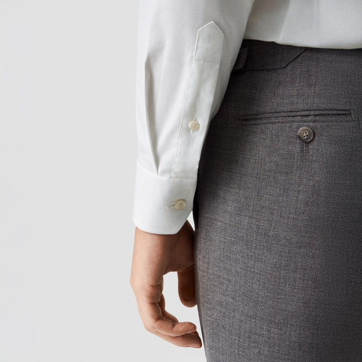 White Semi Solid Cotton-Tencel Contemporary Fit Shirt - ETON