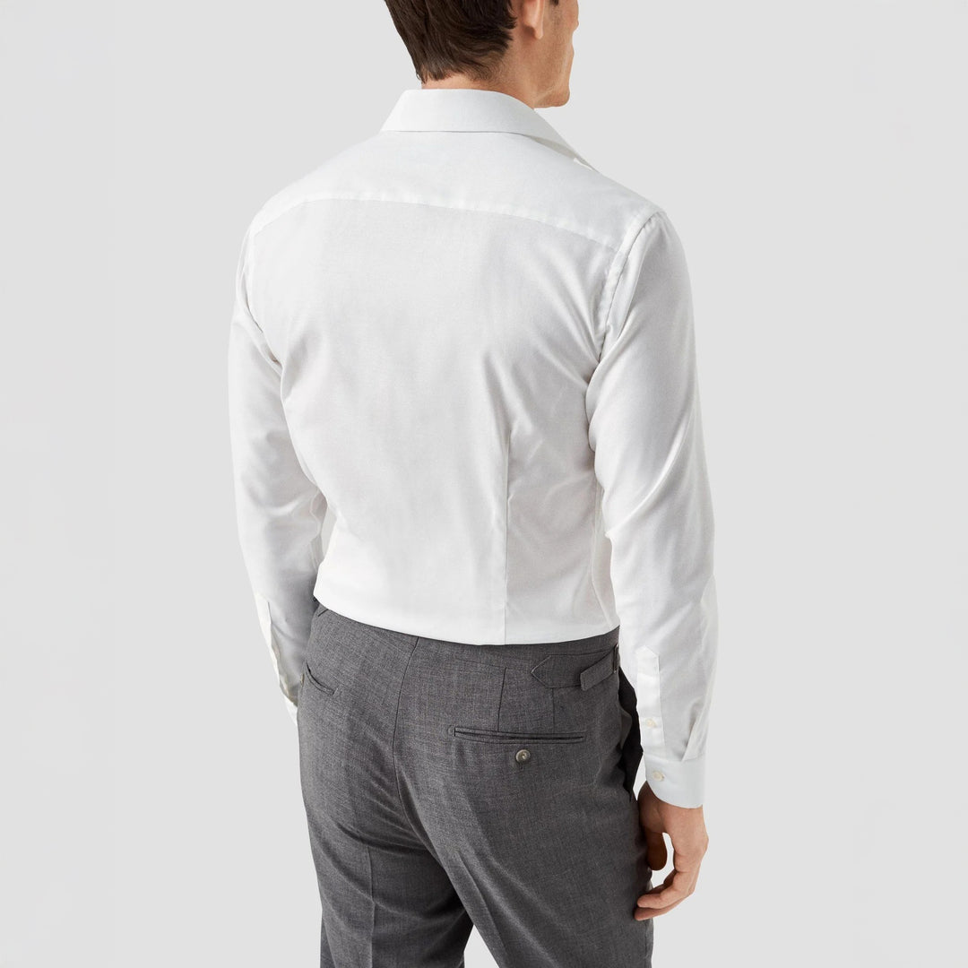 White Semi Solid Cotton-Tencel Contemporary Fit Shirt - ETON