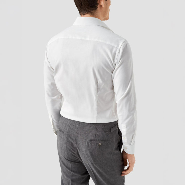 White Semi Solid Cotton-Tencel Contemporary Fit Shirt - ETON