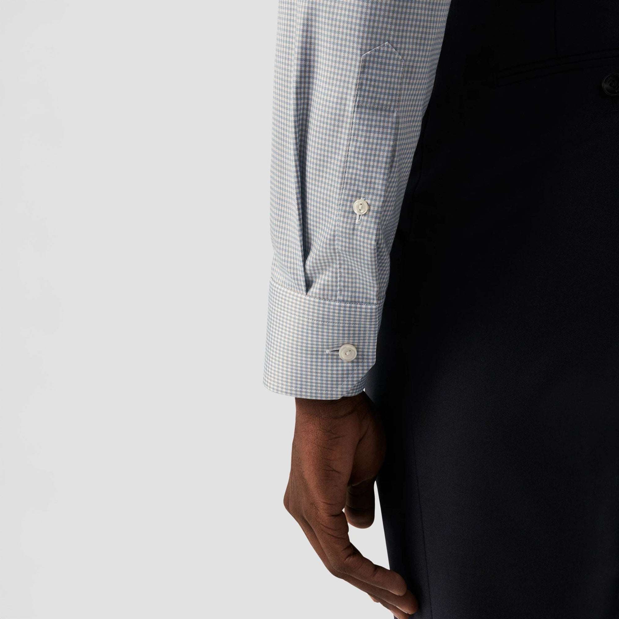 Beige Micro Check Cotton Tencel™ Lyocell Slim Fit Shirt - ETON
