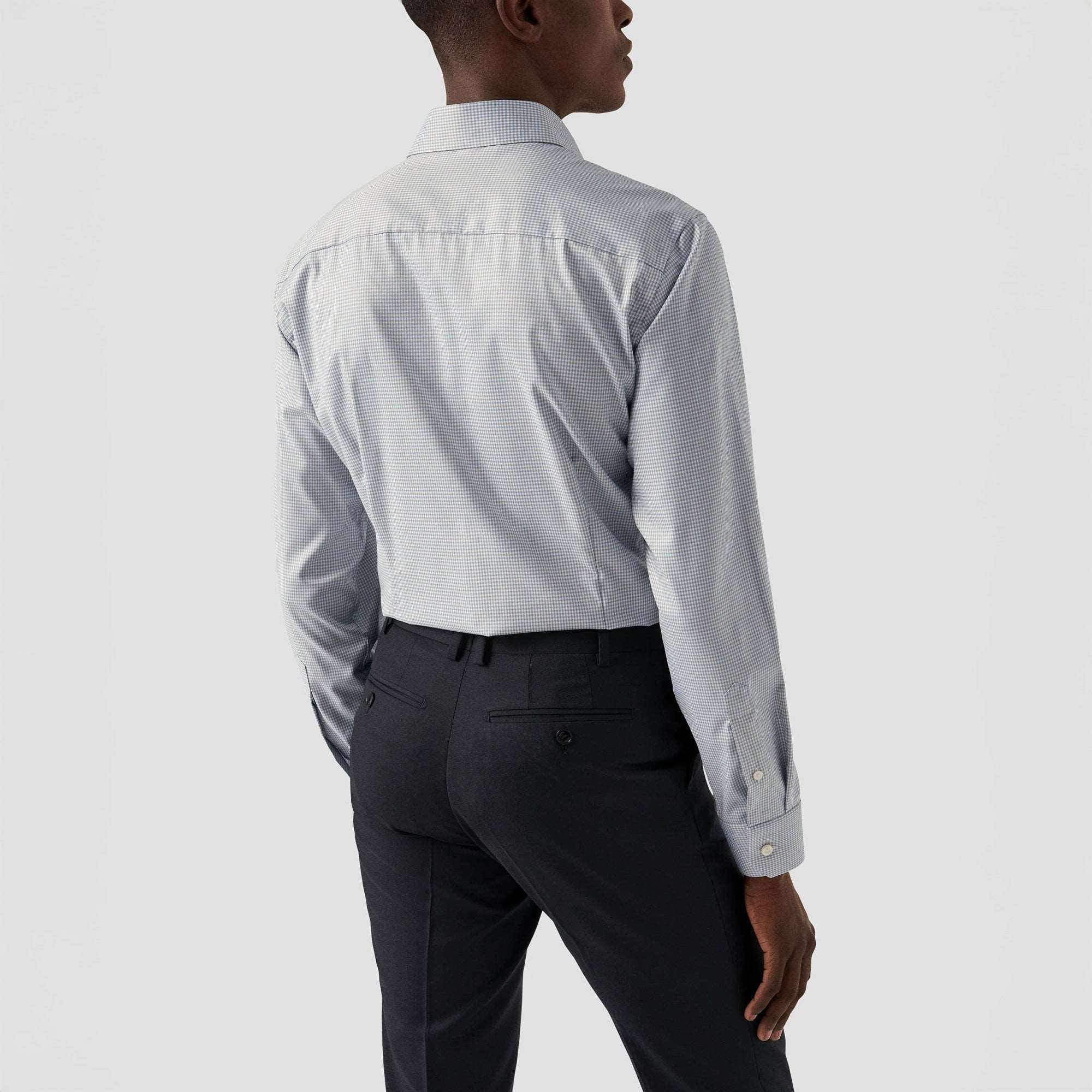 Beige Micro Check Cotton Tencel™ Lyocell Slim Fit Shirt - ETON