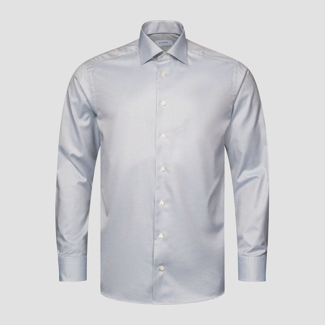 Beige Micro Check Cotton Tencel™ Lyocell Slim Fit Shirt - ETON
