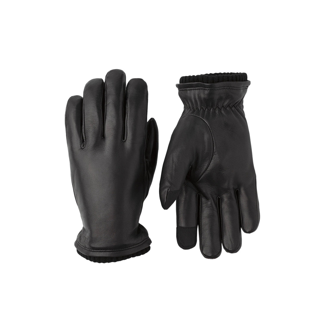 John Black Leather Touchscreen Leather Gloves - Hestra - Boutique Jacques International