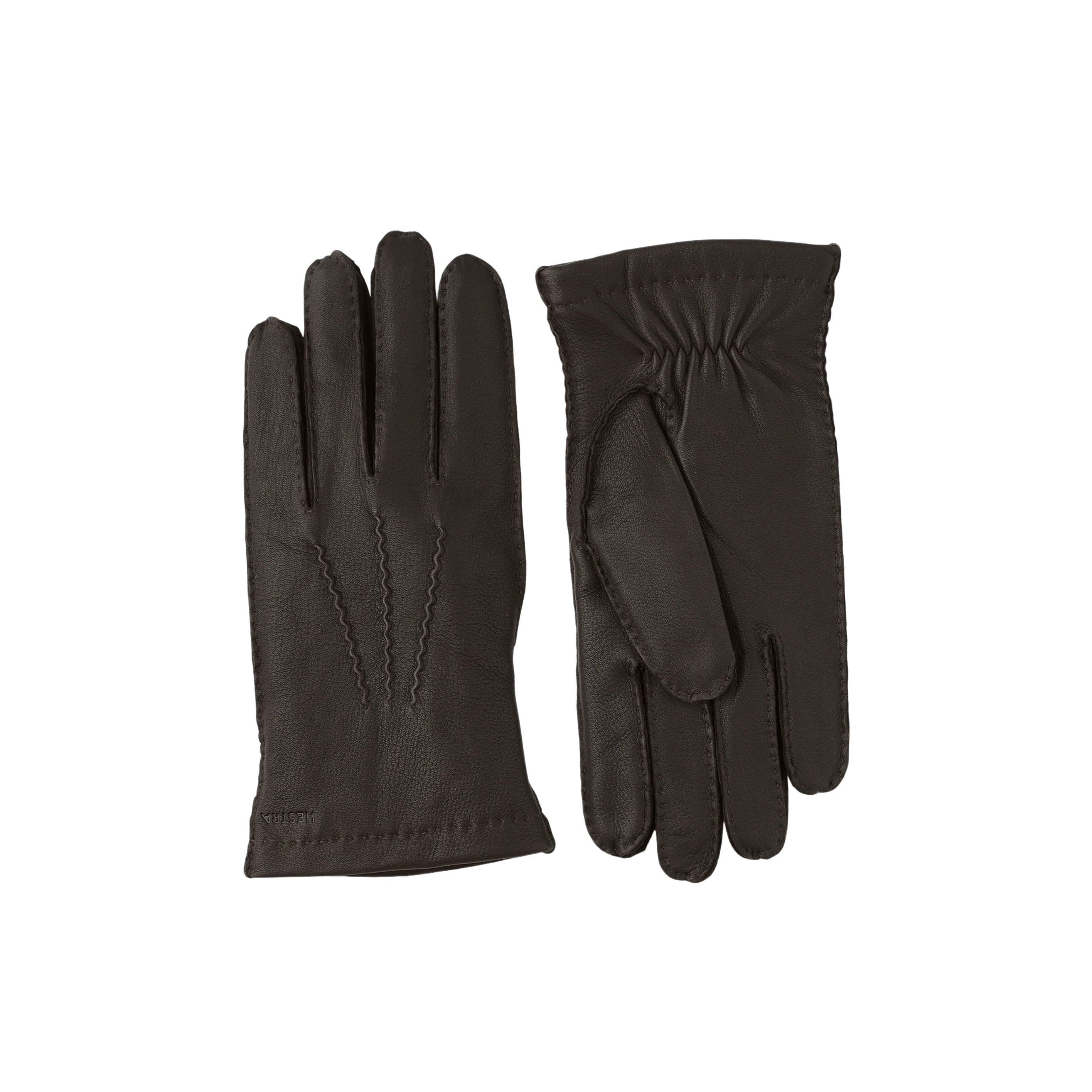 Dark Brown Matthew Deerskin Leather Wool-Lined Gloves - Hestra - Boutique Jacques International