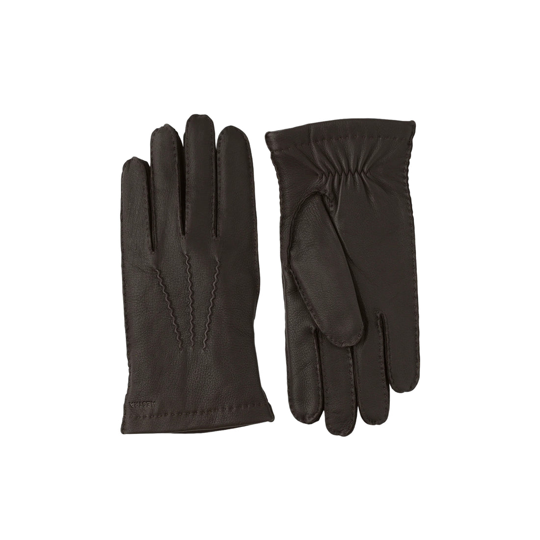Dark Brown Matthew Deerskin Leather Wool-Lined Gloves - Hestra - Boutique Jacques International