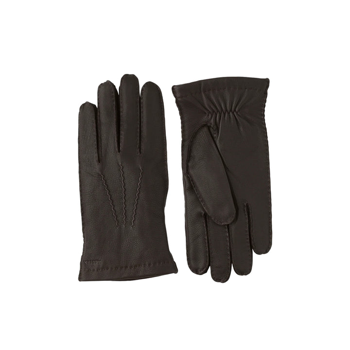 Dark Brown Matthew Deerskin Leather Wool-Lined Gloves - Hestra - Boutique Jacques International
