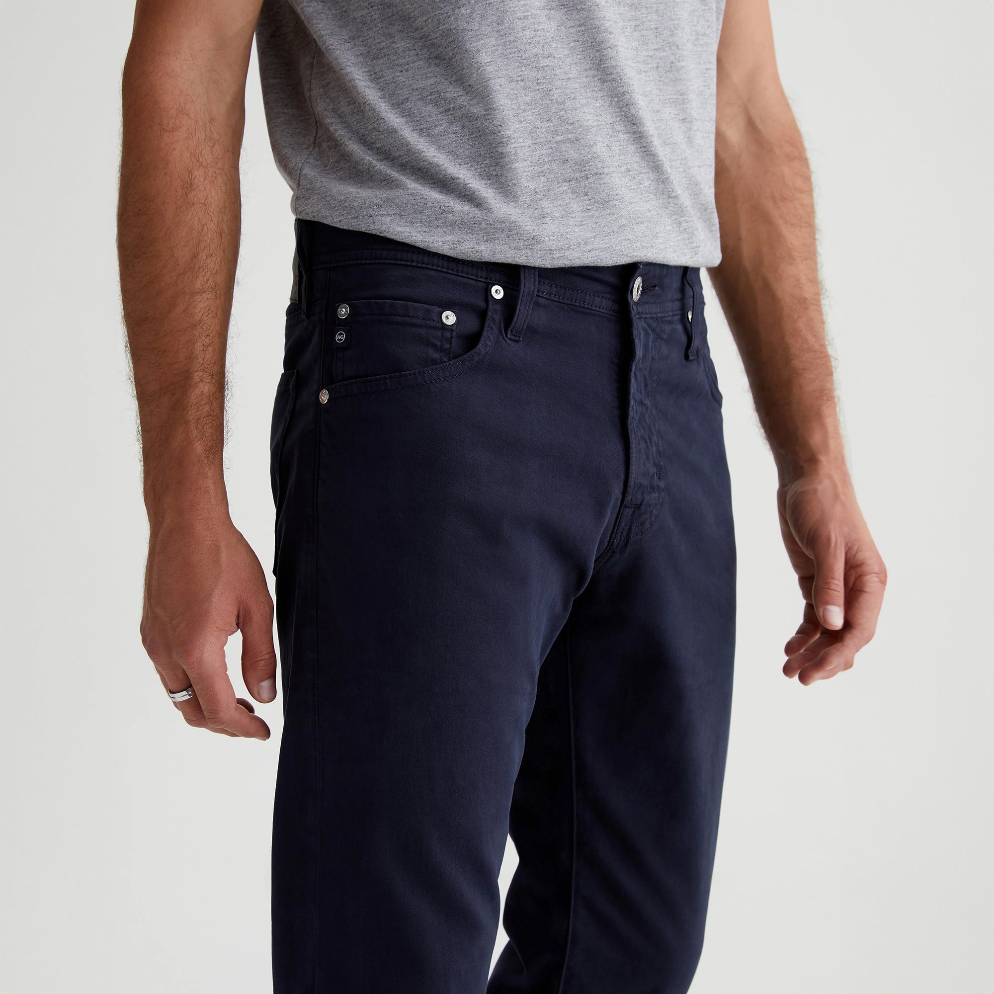New Navy Modern Slim Tellis Sueded Pants - AG