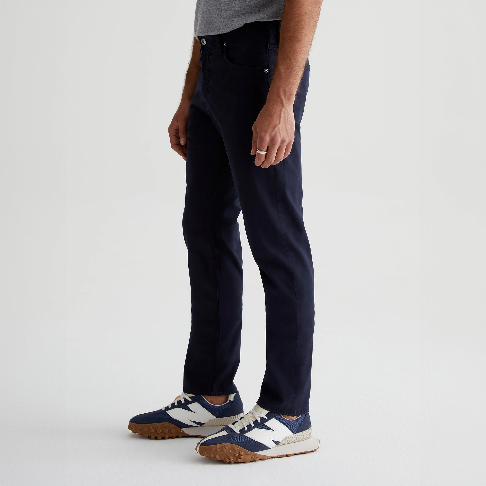 New Navy Modern Slim Tellis Sueded Pants - AG
