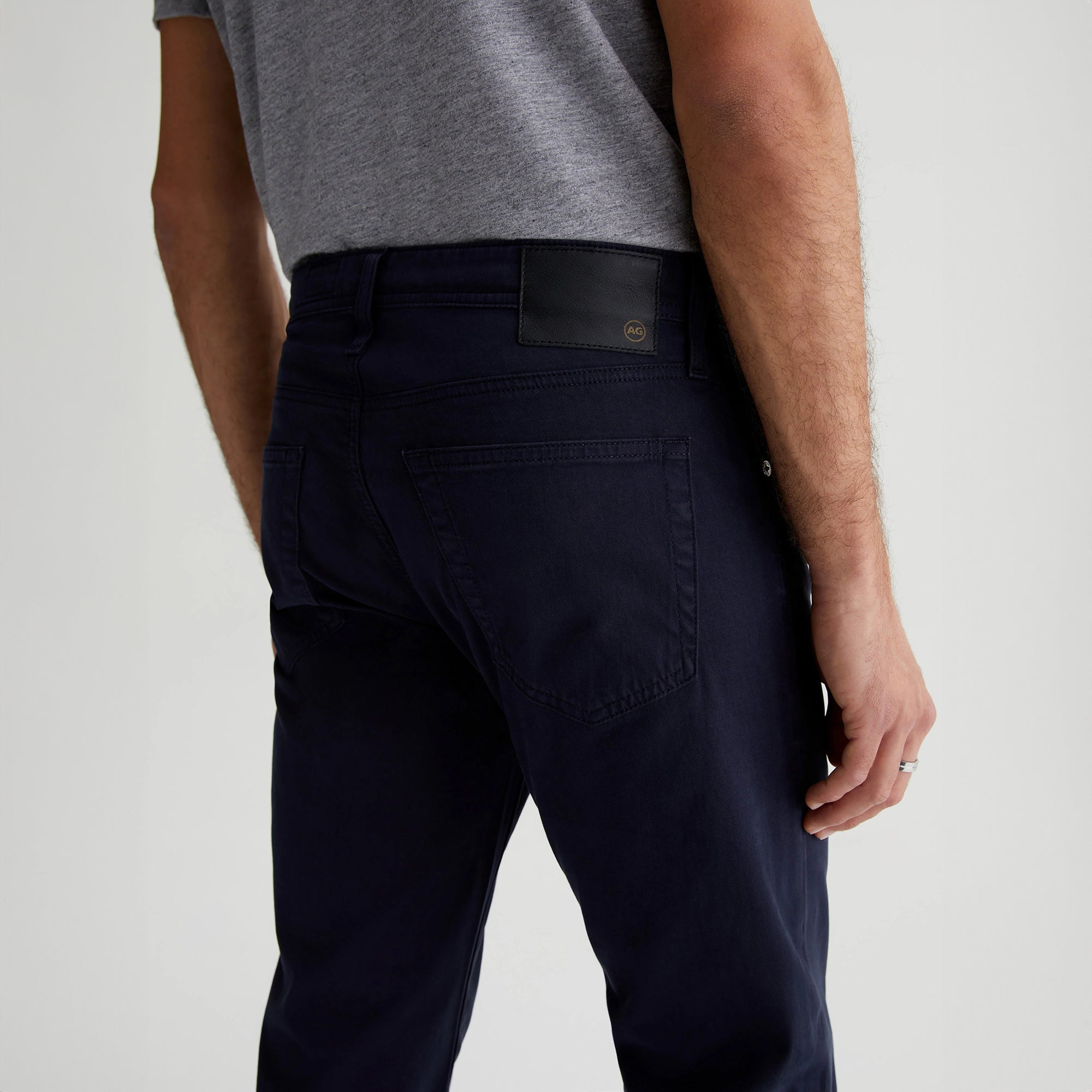 New Navy Modern Slim Tellis Sueded Pants - AG