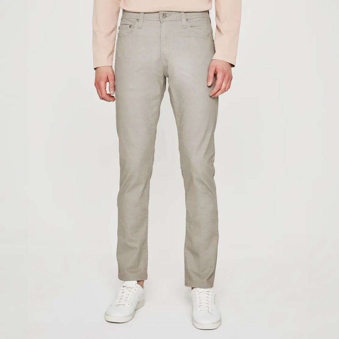 Culver Taupe Herringbone Patterned Modern Slim Tellis Sueded Pants - AG