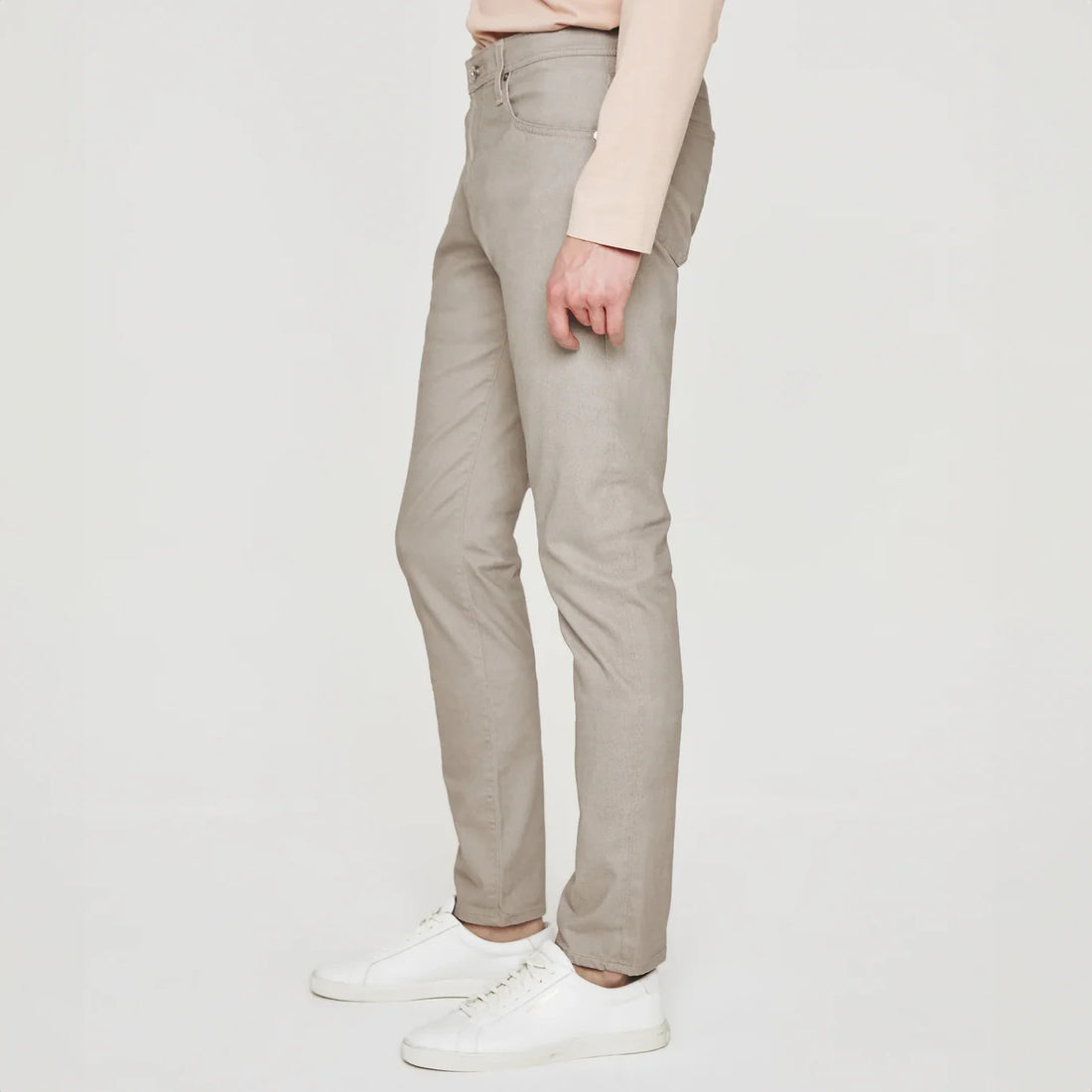Culver Taupe Herringbone Patterned Modern Slim Tellis Sueded Pants - AG