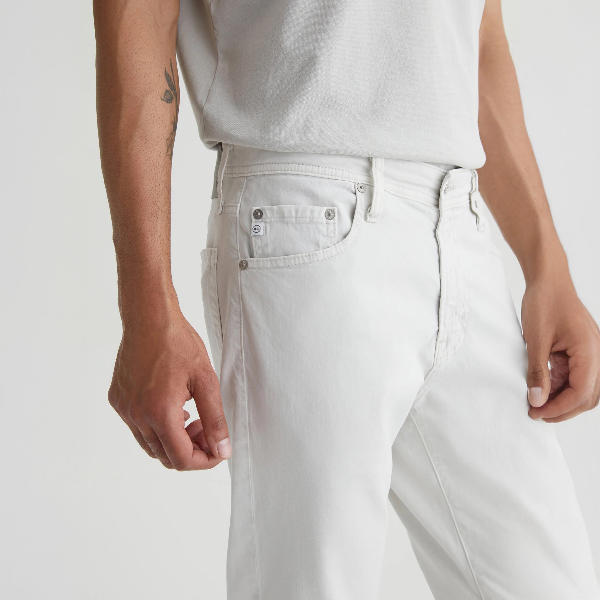 Sulfur Silver Smoke (Oyster) Sueded Tellis Modern Slim Fit Pants - AG Jeans