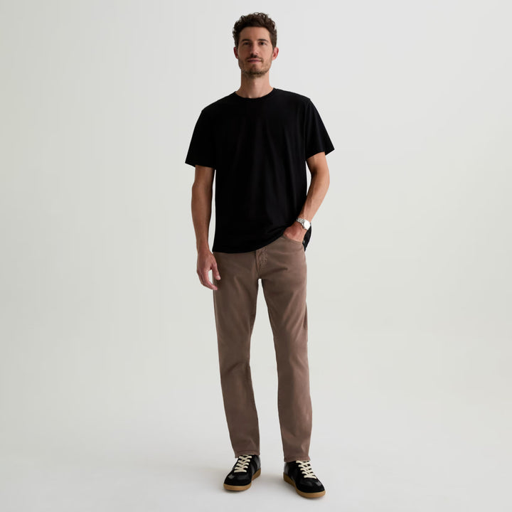 Sulfur Taupe Grey Sueded Everett Slim Straight Fit Pants - AG Jeans