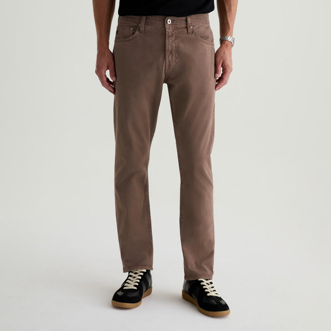Sulfur Taupe Grey Sueded Everett Slim Straight Fit Pants - AG Jeans