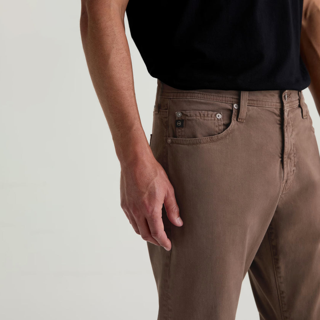 Sulfur Taupe Grey Sueded Everett Slim Straight Fit Pants - AG Jeans