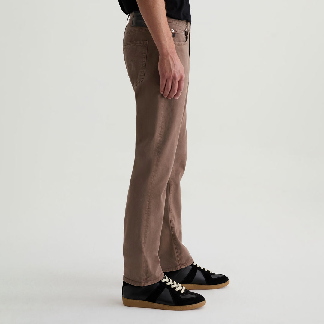 Sulfur Taupe Grey Sueded Everett Slim Straight Fit Pants - AG Jeans