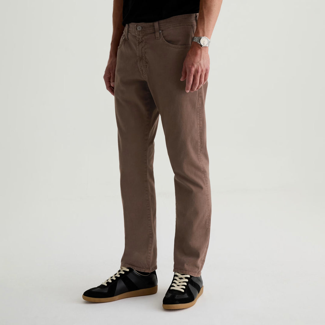 Sulfur Taupe Grey Sueded Everett Slim Straight Fit Pants - AG Jeans