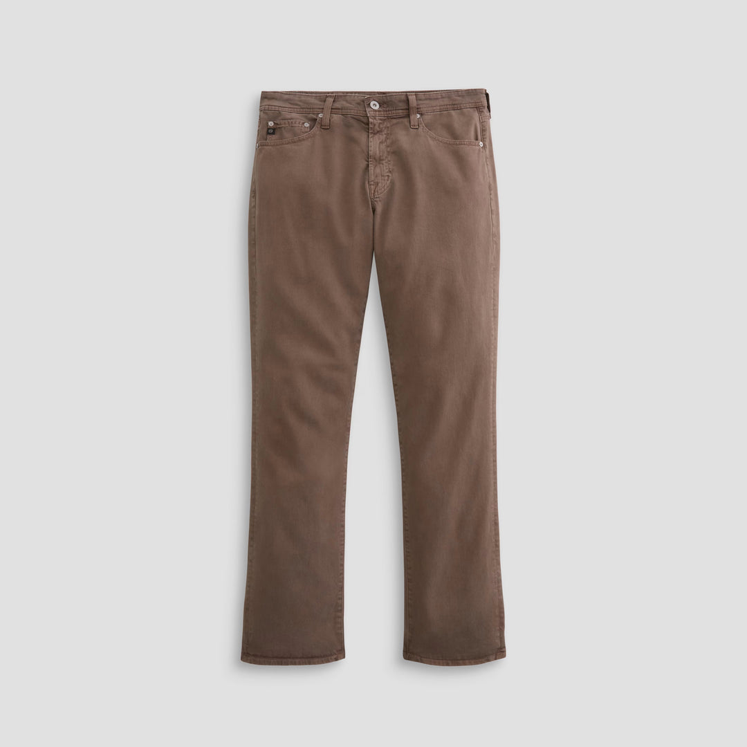 Sulfur Taupe Grey Sueded Everett Slim Straight Fit Pants - AG Jeans