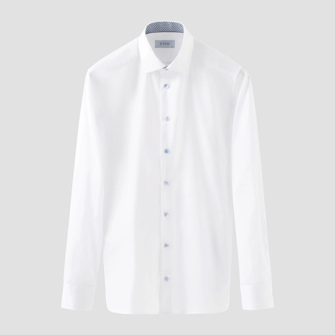 White Geometric Effect Contrast Signature Twill Slim Fit Shirt - ETON