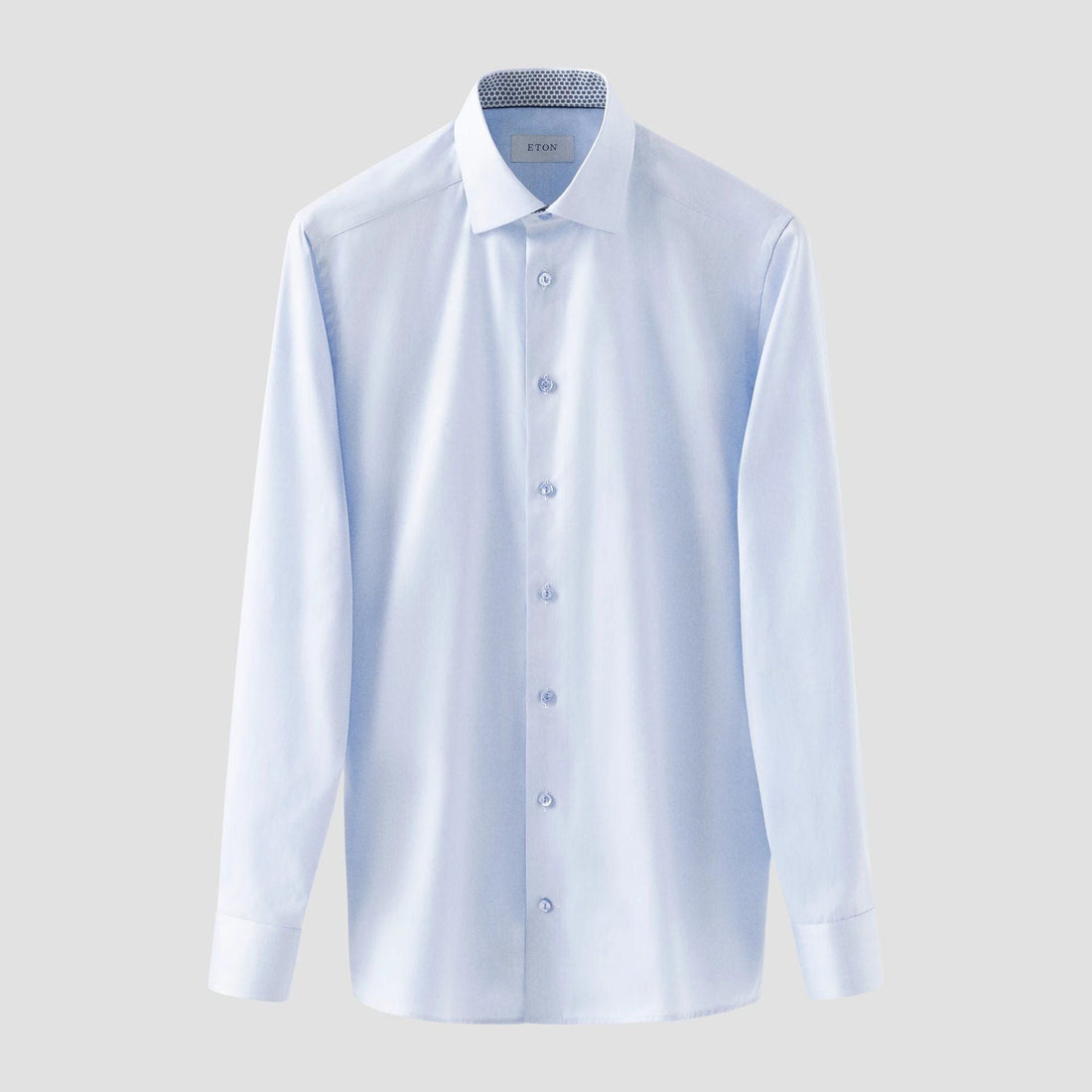 Light Blue Geometric Effect Contrast Signature Twill Slim Fit Shirt - ETON