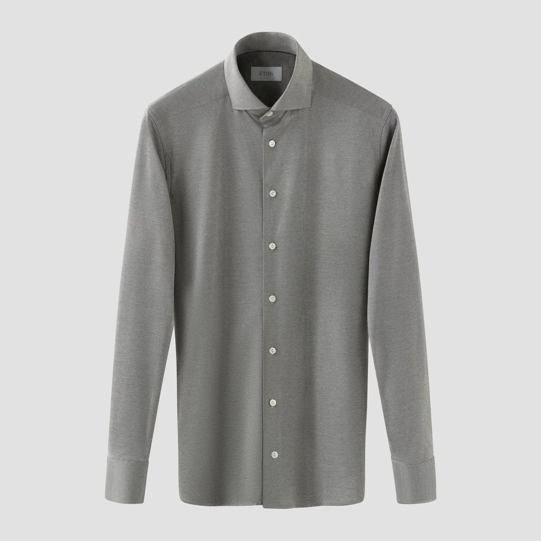 Mid Gray Filo Di Scozia Semi-Solid Slim Fit Shirt - ETON