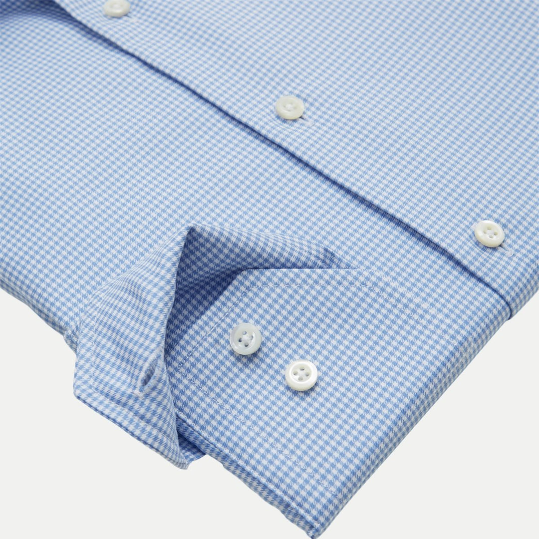 Blue Micro-Check Twill Slimline Shirt - Stenströms