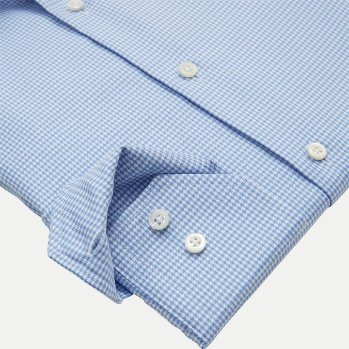 Blue Micro-Check Twill Slimline Shirt - Stenströms