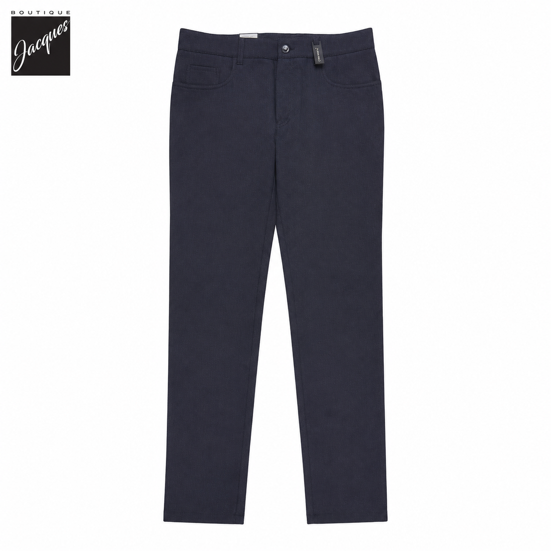 Navy Two-Tone Ceramica Pipe Regular Fit Five Pocket Pants - ALBERTO - Boutique Jacques International