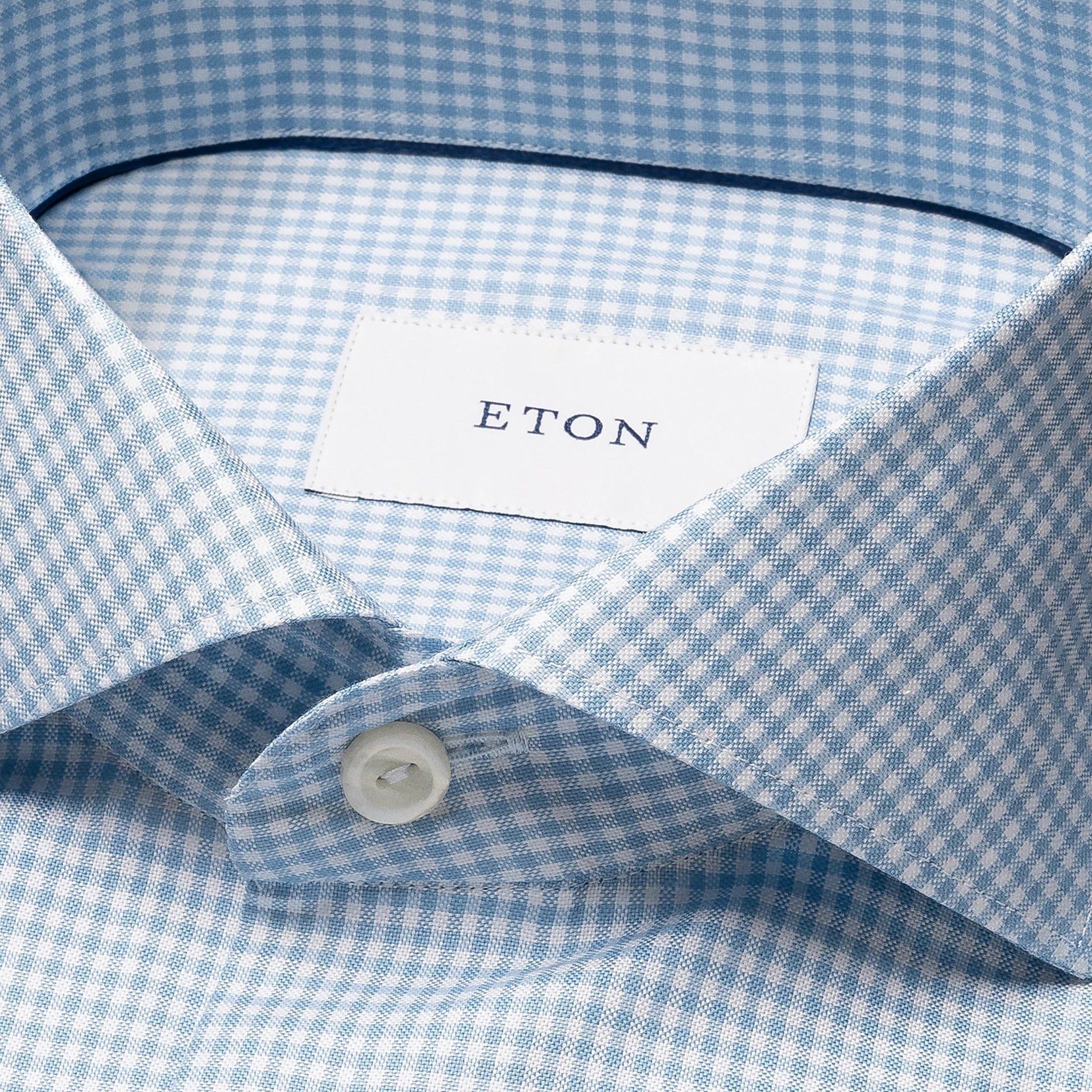 Light Blue Check Signature Oxford Contemporary Fit Shirt - ETON