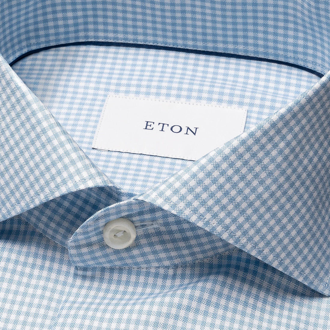 Light Blue Check Signature Oxford Contemporary Fit Shirt - ETON