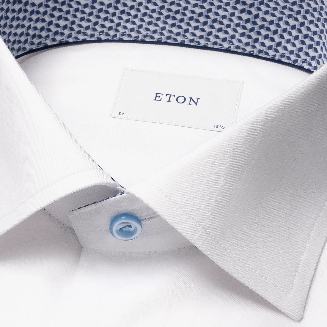 White Solid Geometric Effect Signature Twill Slim Fit Shirt