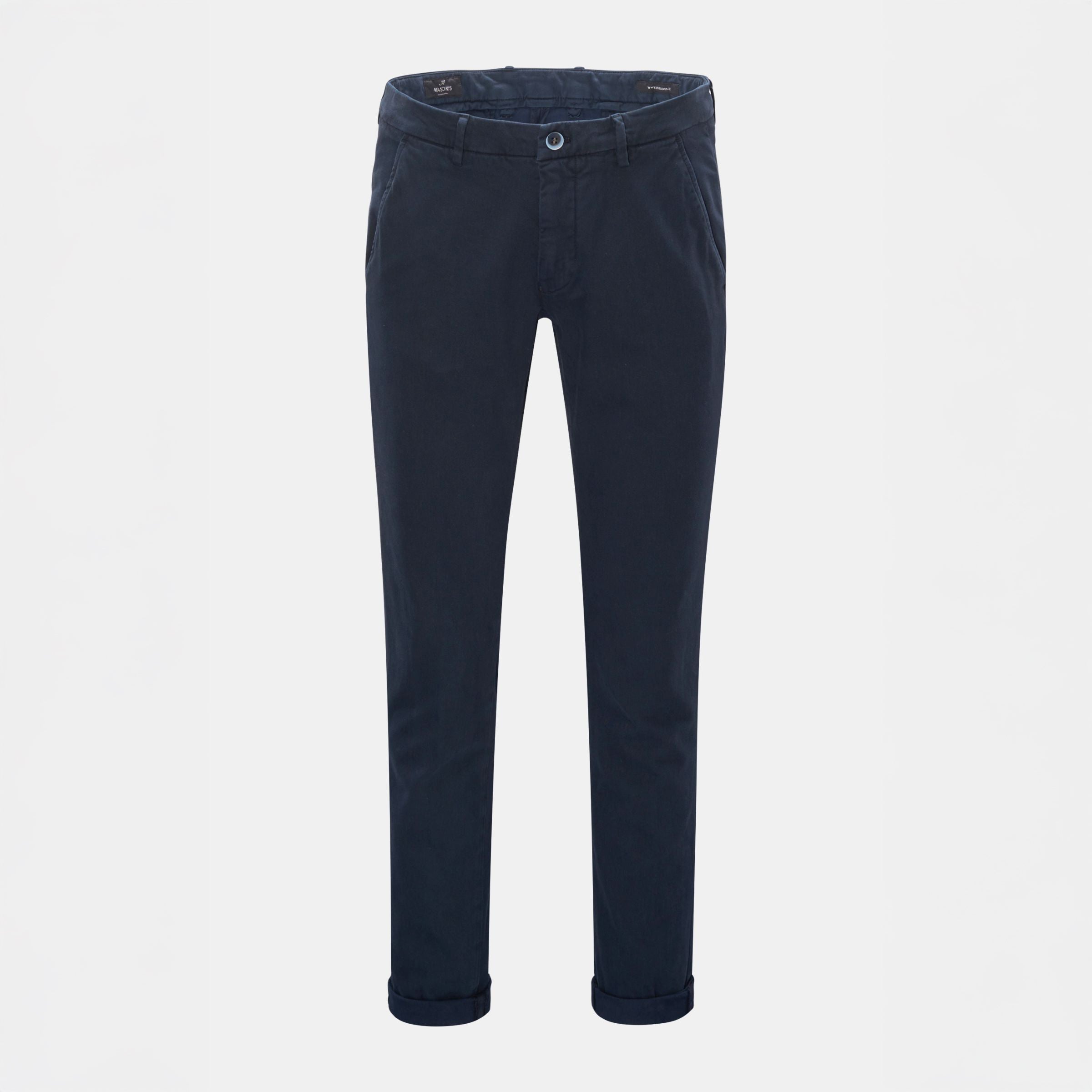 Navy Blue Twill Stretch Slim Fit Chino - Mason's