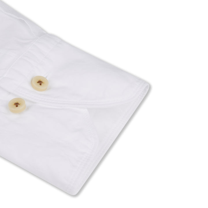 White Solid Cotton Poplin Fitted Body Casual Shirt - Stenströms