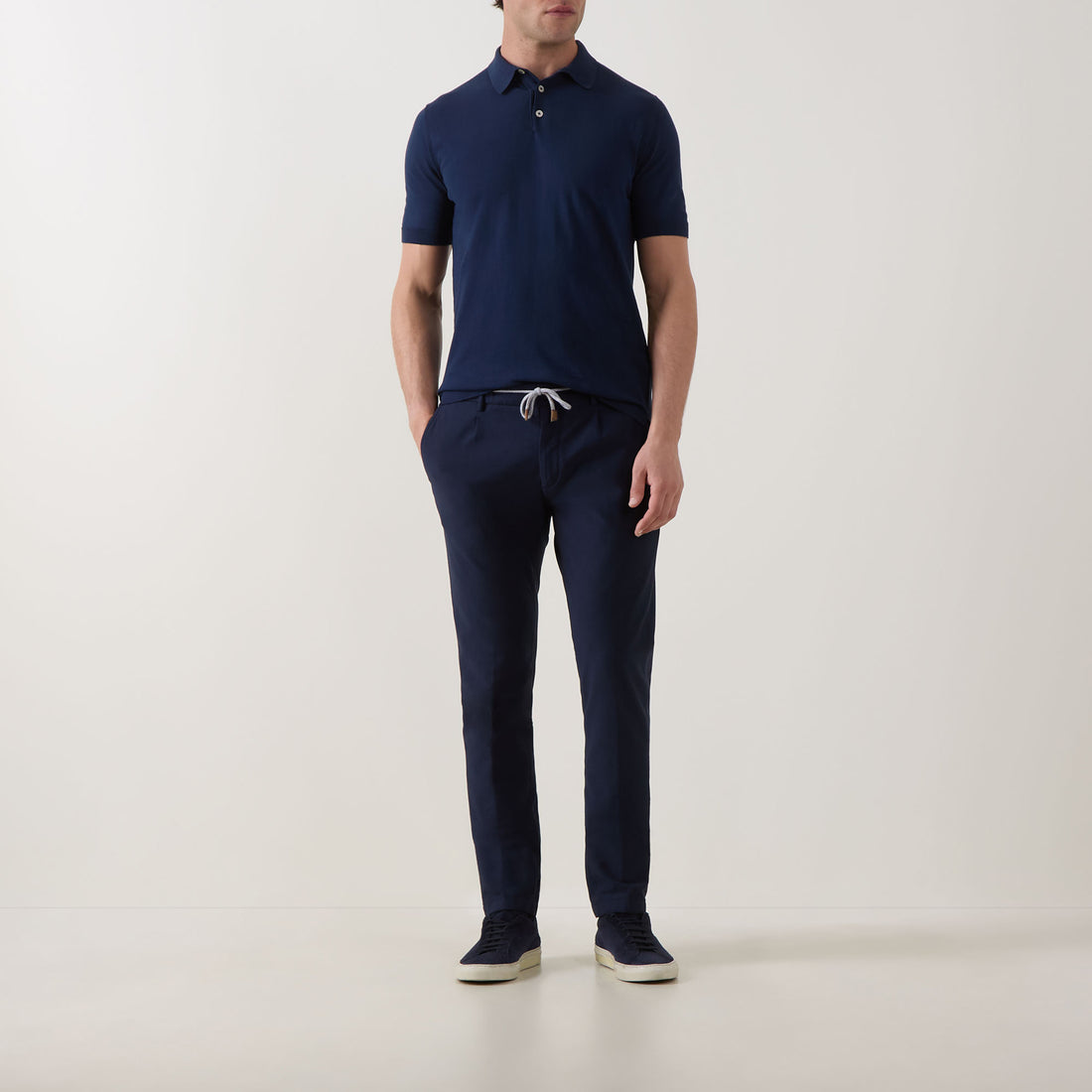 Royal Blue Cotton-Jersey Milano Jogger-Style Chino Pants - ELEVENTY PLATINUM