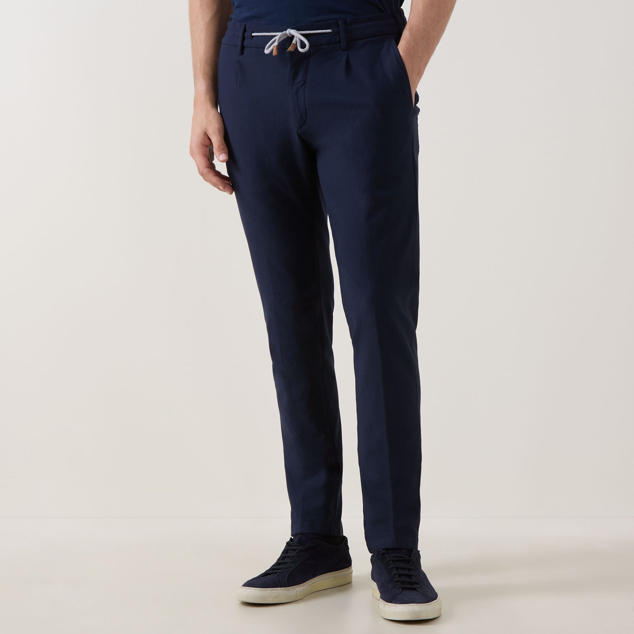 Royal Blue Cotton-Jersey Milano Jogger-Style Chino Pants - ELEVENTY PLATINUM