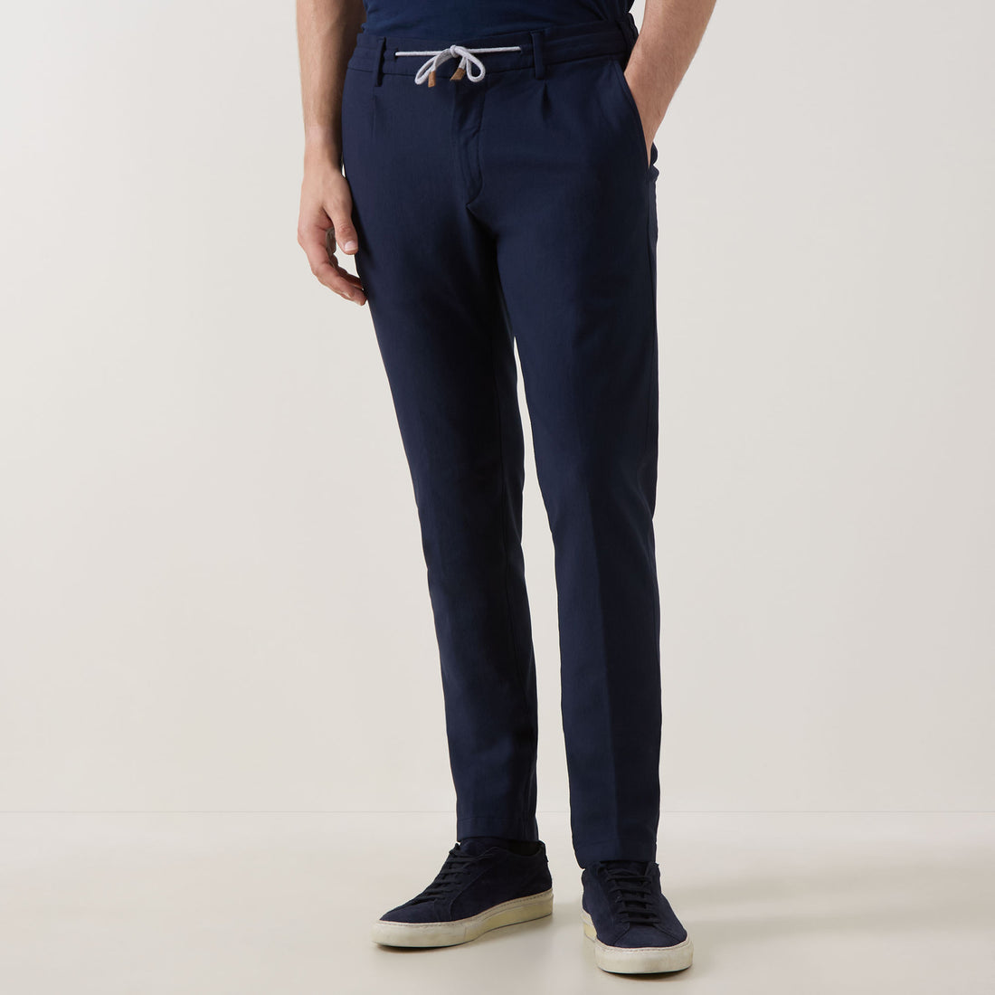 Royal Blue Cotton-Jersey Milano Jogger-Style Chino Pants - ELEVENTY PLATINUM